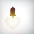 Realistic Hanging Glowing Lightbulb Romantic Concept