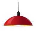 Realistic Hanging Lamp with Wide Red Shade, Chandelier with Light Bulb, Home Decor, Stylish Lamp with Metal Lampshade