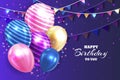 realistic happy birthday you background vector design illustration Royalty Free Stock Photo