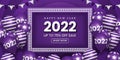 Realistic Happy New Year 2022 banner with balloons. Premium Vector