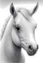 Realistic head of a white horse, isolated on white background. Digital illustration