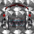 Realistic headphones with music waves Royalty Free Stock Photo