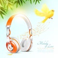 Realistic Headphones Poster Royalty Free Stock Photo