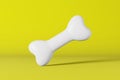 Realistic healthy white dog bone 3d rendering Pet shop banner blue background Vitamins calcium supplement balanced diet