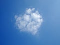 Realistic heart-shaped cloud in the blue sky.