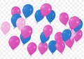 Realistic Helium Vector Balloons pink Color and dark blue