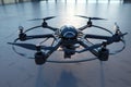 Realistic hexacopter drone with 6 propeller fans, AI generative