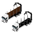 Logging truck isometric view isolated on white background Royalty Free Stock Photo