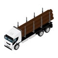 Logging truck isometric view isolated on white background Royalty Free Stock Photo