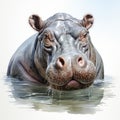 Realistic Hippopotamus Close-up Illustration On White Background Royalty Free Stock Photo