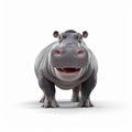 Realistic Hippopotamus In Pixar Style On White Background In 8k Uhd