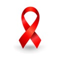 Realistic HIV Aids Red Ribbon Symbol Design