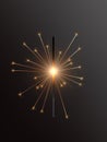 Realistic Holiday Bengal Light, with bright sparkle burning. Vector christmas diwali firework candle, celebration sparkler lights