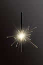 Realistic Holiday Bengal Light, with bright sparkle burning. Vector christmas diwali firework candle, celebration sparkler lights