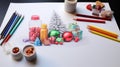 Realistic Holiday Decorations And Sweets Coloring Drawing Royalty Free Stock Photo