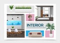 Realistic Home Interior Elements Collection Royalty Free Stock Photo