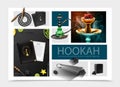 Realistic Hookah Bar Composition