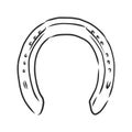 realistic horseshoe, vector sketch illustration. horse farm symbol