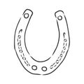 realistic horseshoe, vector sketch illustration. horse farm symbol