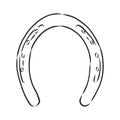 realistic horseshoe, vector sketch illustration. horse farm symbol