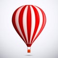 Realistic Hot Air Balloon. Red and white color. Vector Illustration isolated on background. Royalty Free Stock Photo