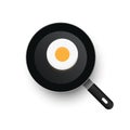 A realistic hot vector frying pan heated up. View from above. Smooth eggs in a frying pan