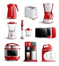 Realistic Household Kitchen Appliances Icon Set