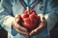 Realistic Human Heart Model Held by Surgeon.generative ai