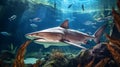 Realistic Hyper-detailed Aquarium Scene With A Harpia Harpyja Shark