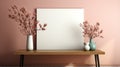 Realistic And Hyper-detailed Blank Poster Mockup In Japanese-inspired Pink Room