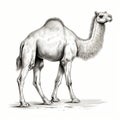 Realistic Hyper-detailed Camel Drawing In Old Engraving Style