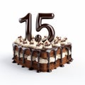 Realistic Hyper-detailed Chocolate Cake With Number 15