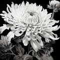 Realistic And Hyper-detailed Chrysanthemum Painting In Black And White