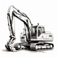 Realistic Hyper-detailed Construction Equipment Drawing Royalty Free Stock Photo