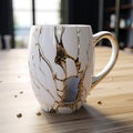 Realistic And Hyper-detailed Gold Broken Coffee Mug Renderings