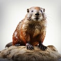 Realistic Hyper-detailed Ground Beaver Standing On Rock - Vibrant Caricature