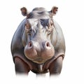 Realistic Hyper-detailed Hippopotamus Close-up Drawing On White Background