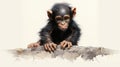 Realistic Hyper-detailed Illustration Of Baby Chimpanzee In Studio Ghibli Style Royalty Free Stock Photo