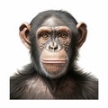 Chimpanzee Close-up: Photorealistic Portrait Illustration On White Background