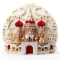 Delicate Paper Cut Of A Red And Gold Palace In Moscow