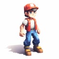 Realistic Hyper-detailed Pixel Boy With Cap And Trousers In Isometric 2d Game Art