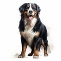 Expressive Bernese Mountain Dog Standing Illustration In Artgerm Style