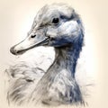Realistic Hyper-detailed Portrait Of A Blue Duck On Beige Background Royalty Free Stock Photo