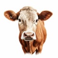 Realistic Hyper-detailed Portrait Of A Brown Cow On White Background Royalty Free Stock Photo