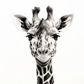 Hyper-realistic Black And White Giraffe Illustration