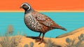 Realistic Hyper-detailed Portrait Of A Quail In A Desert Setting