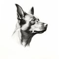 Black And White Dog Head Sketch: Tran Nguyen Style