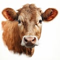 Realistic Hyper-detailed Portrait Of A Tan Cow With Black Ears