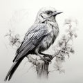 Realistic Hyper-detailed Rendering Of A Bird On A Branch