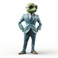 Photorealistic Renderings Of A Stylish Frog In A Suit